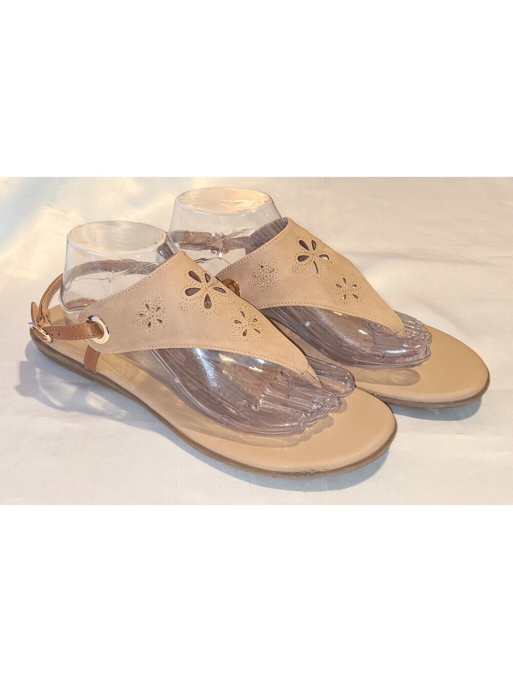 Aerosoles Womens INESSE Flat Slingback Thong Sandals Faux Nubuck Khaki Size 11